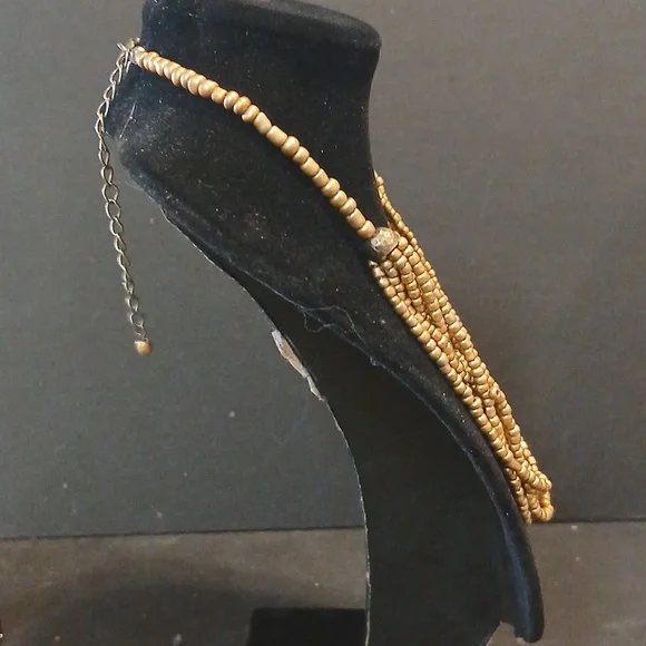 Elegant Gold Multi Stramd Beaded Necklace - Picture 7 of 8